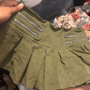 Fashion Nova Olive Mini Skirt with Zipper Details